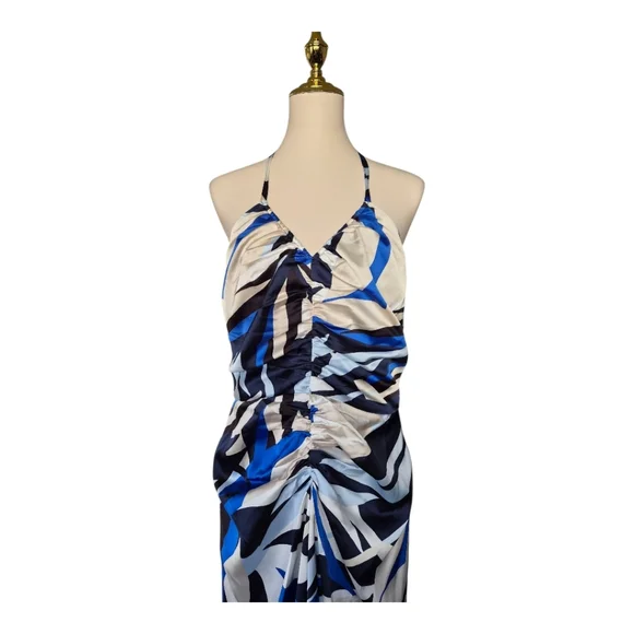 women's halter neck dress White House Black Market Green Wisteria Floral Reversible Halter Dress –  Recycled Threads main image 0